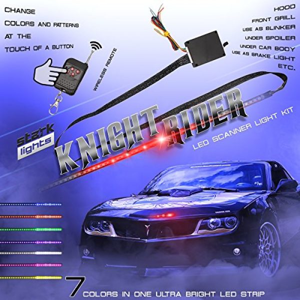 22" 7-Color 5050-48 LED Remote Control Colorful Grille Knight Rider Strip Lights