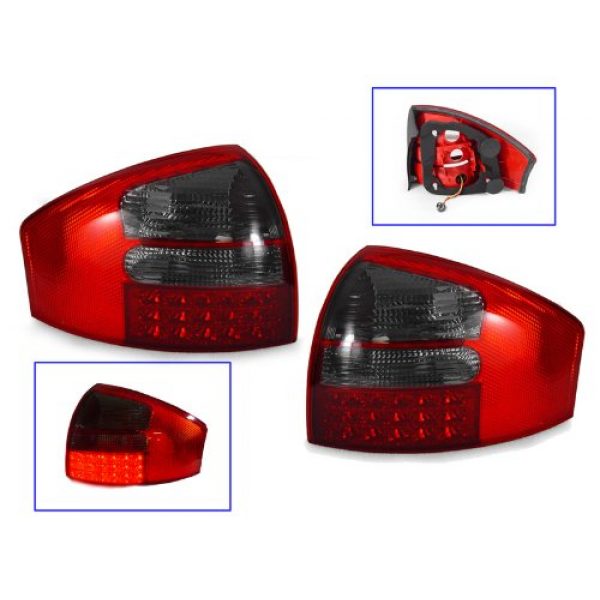 DEPO 1998-2004 Audi A6/C5 4 Door Sedan Red/Smoke LED Tail Light - Compatible and Fits For Audi
