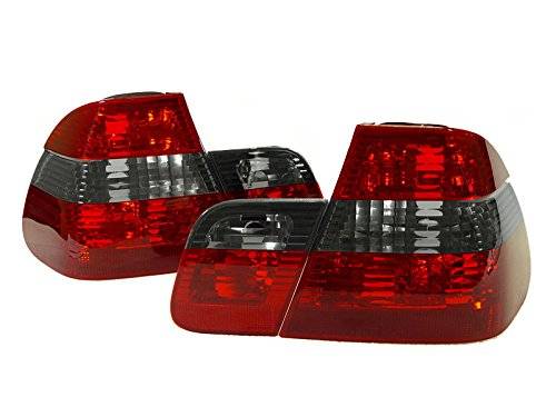DEPO Crystal Euro Red/Smoke/Red Rear Tail Light FIT 2002-2005 BMW E46 3 Series 4D Sedan