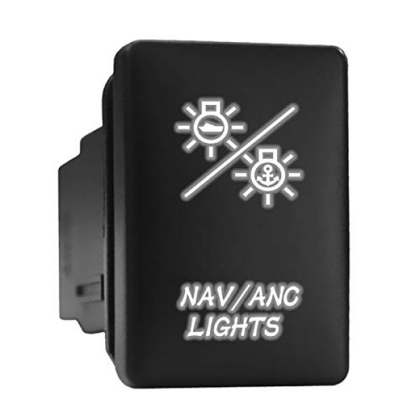 NAV ANC LIGHTS Symbol Push Button with Wiring Kit ON-OFF Switch fit for Toyota - Green, NAV ANC LIGHTS - Short