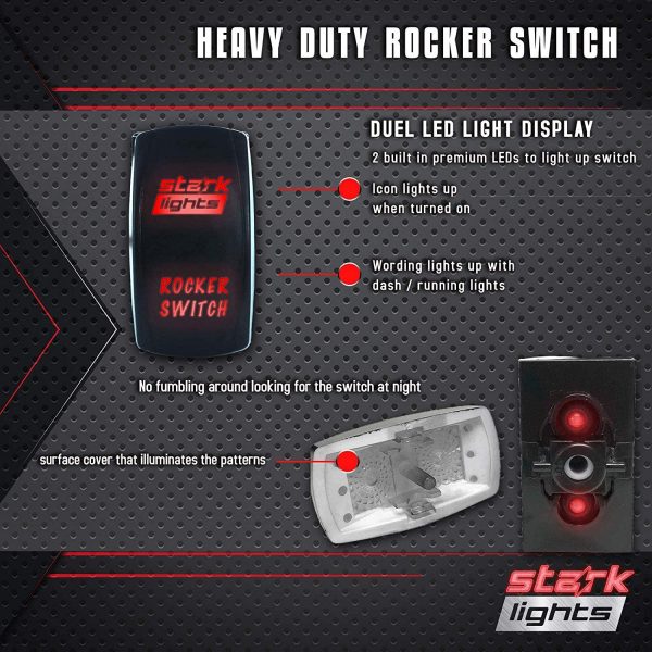 Blue REAR LIGHTS 20A 12V ON/OFF STARK 5-PIN Laser Etched LED Rocker Switch Dual Light 