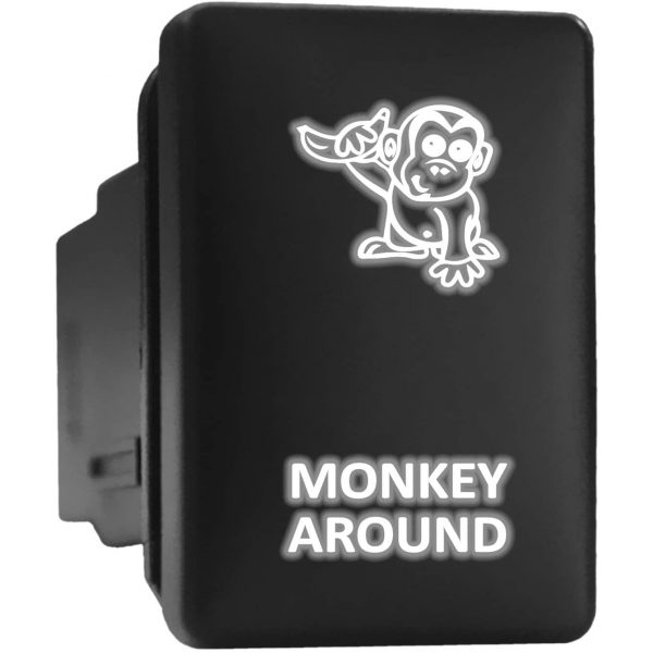 MONKEY AROUND Symbol Push Button with Wiring Kit ON-OFF Switch fit for Toyota - Red, MONKEY AROUND - Short