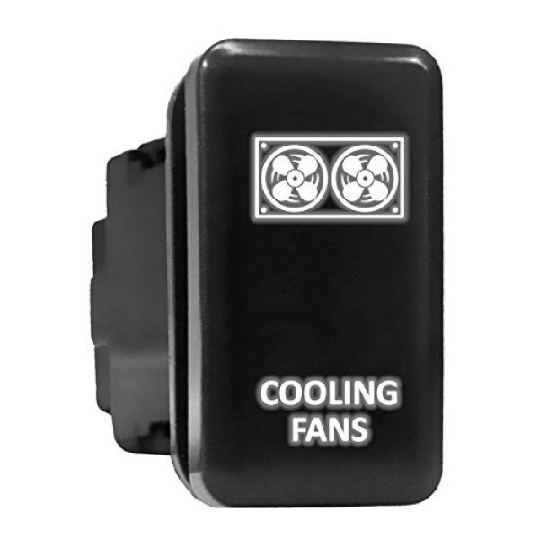 COOLING FANS Symbol Push Button with Wiring Kit ON-OFF Switch fit for Toyota - Green, COOLING FANS - Tall